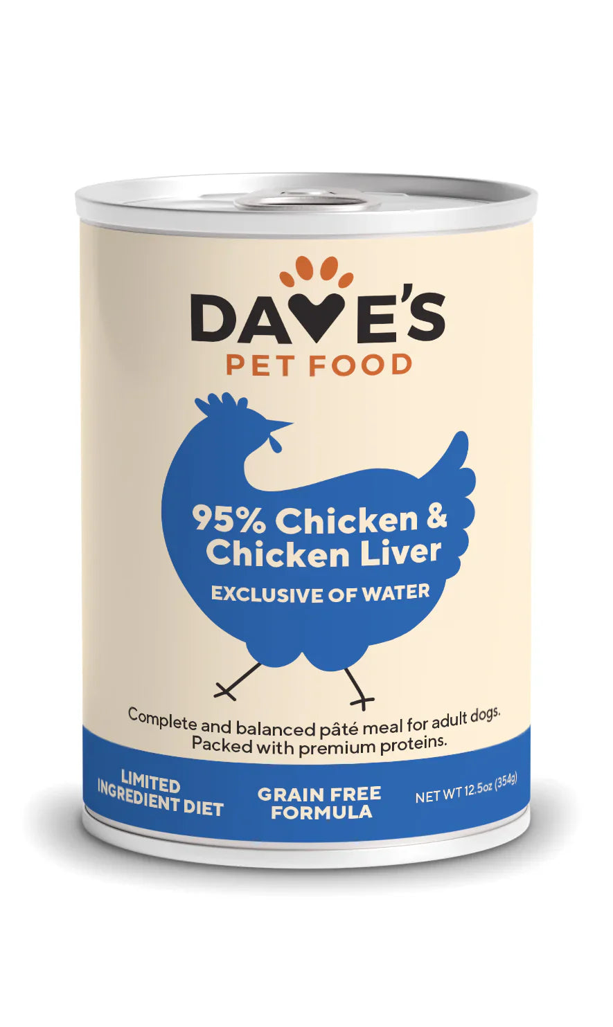 Dave's 95% Premium Meats™ Chicken & Chicken Liver For Dogs (12.5oz)