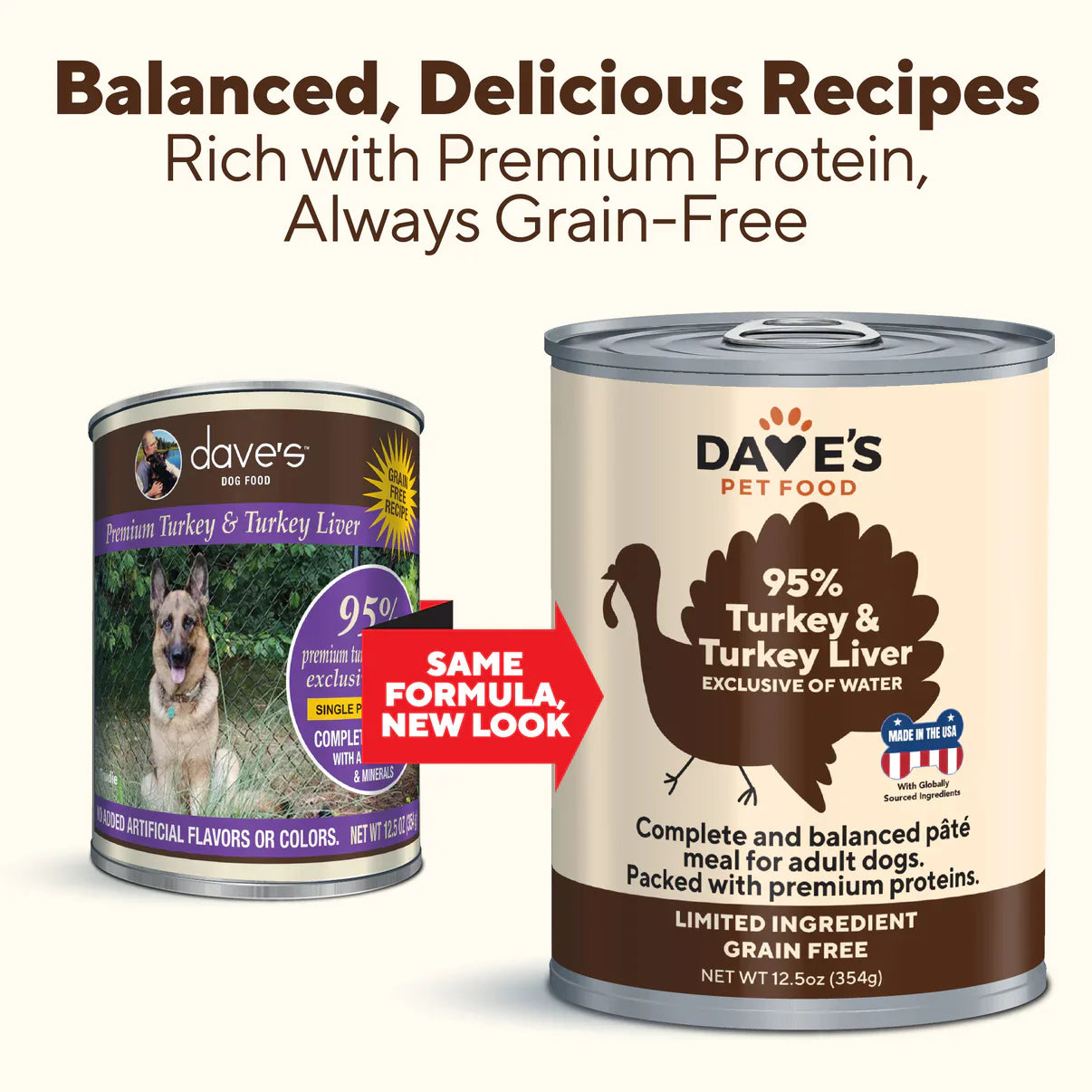 Dave's 95% Premium Meats™ Turkey & Turkey Liver For Dogs (12.5oz)