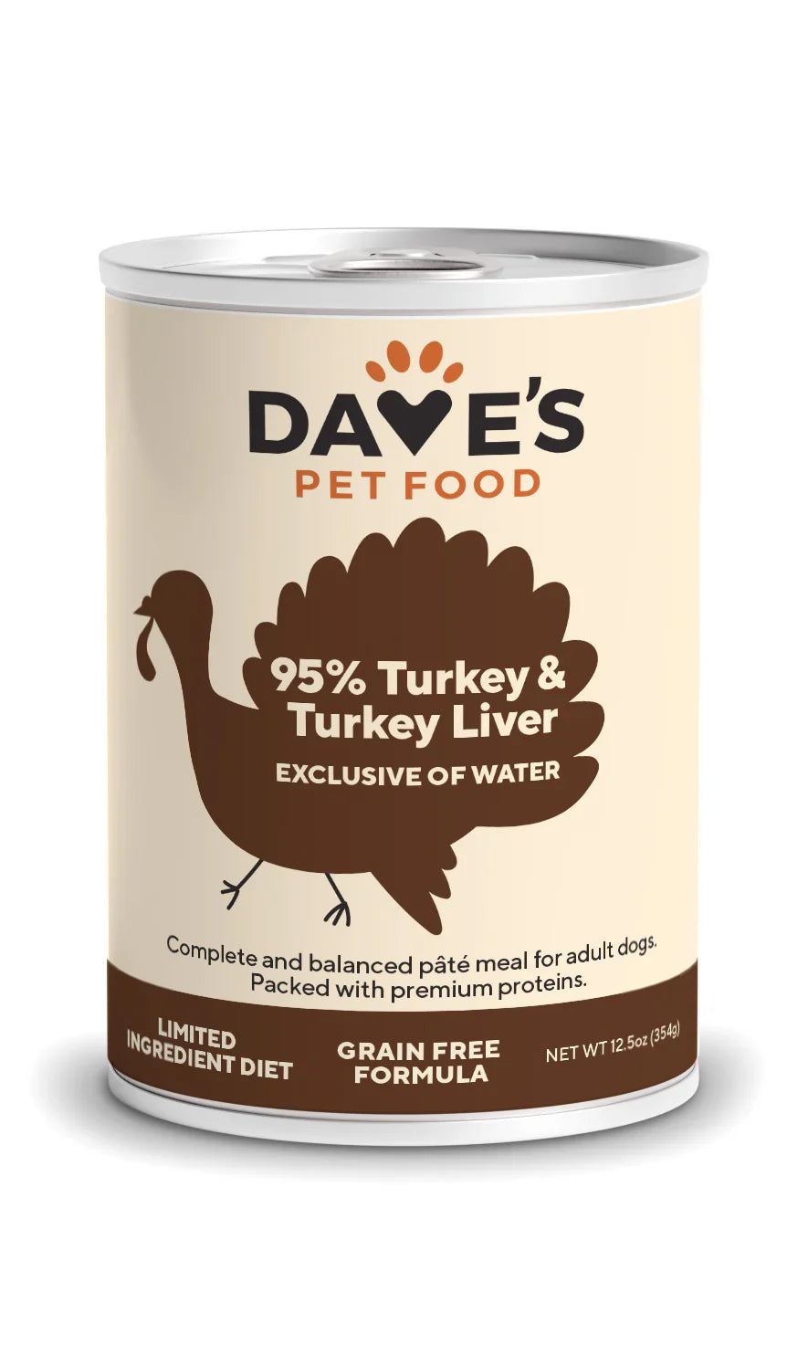 Dave's 95% Premium Meats™ Turkey & Turkey Liver For Dogs (12.5oz)