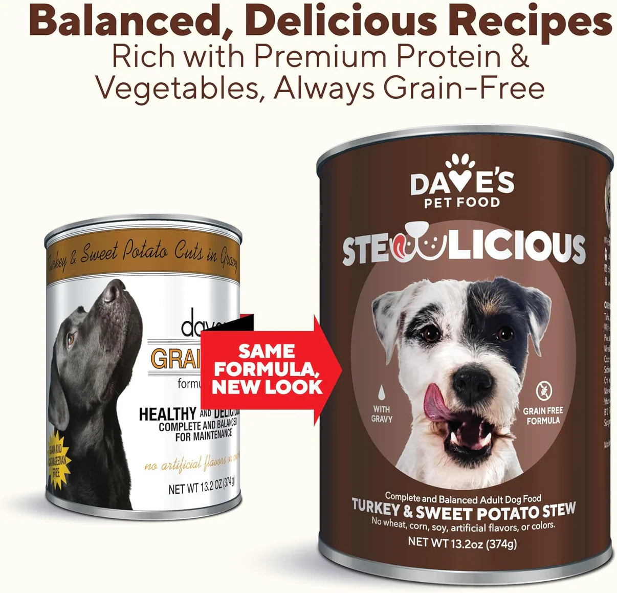 Dave's Stewlicious Turkey & Sweet Potato Cuts in Gravy For Dogs (13.2oz)