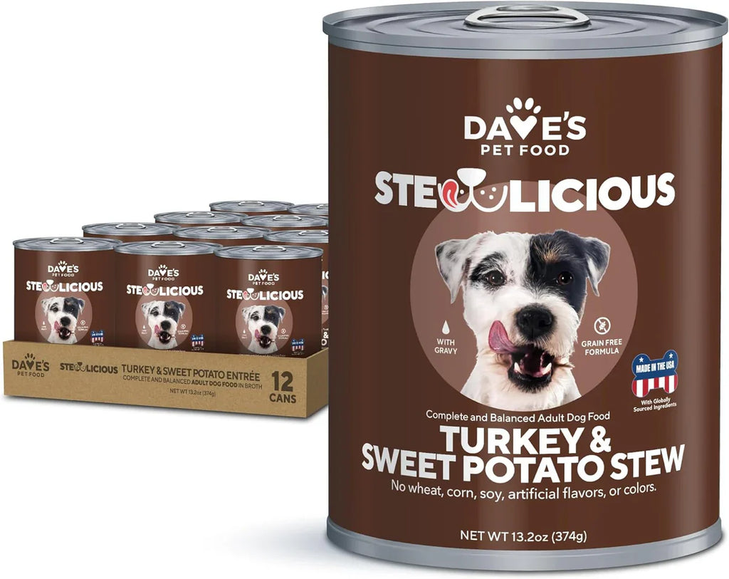Dave's Stewlicious Turkey & Sweet Potato Cuts in Gravy For Dogs (13.2oz)
