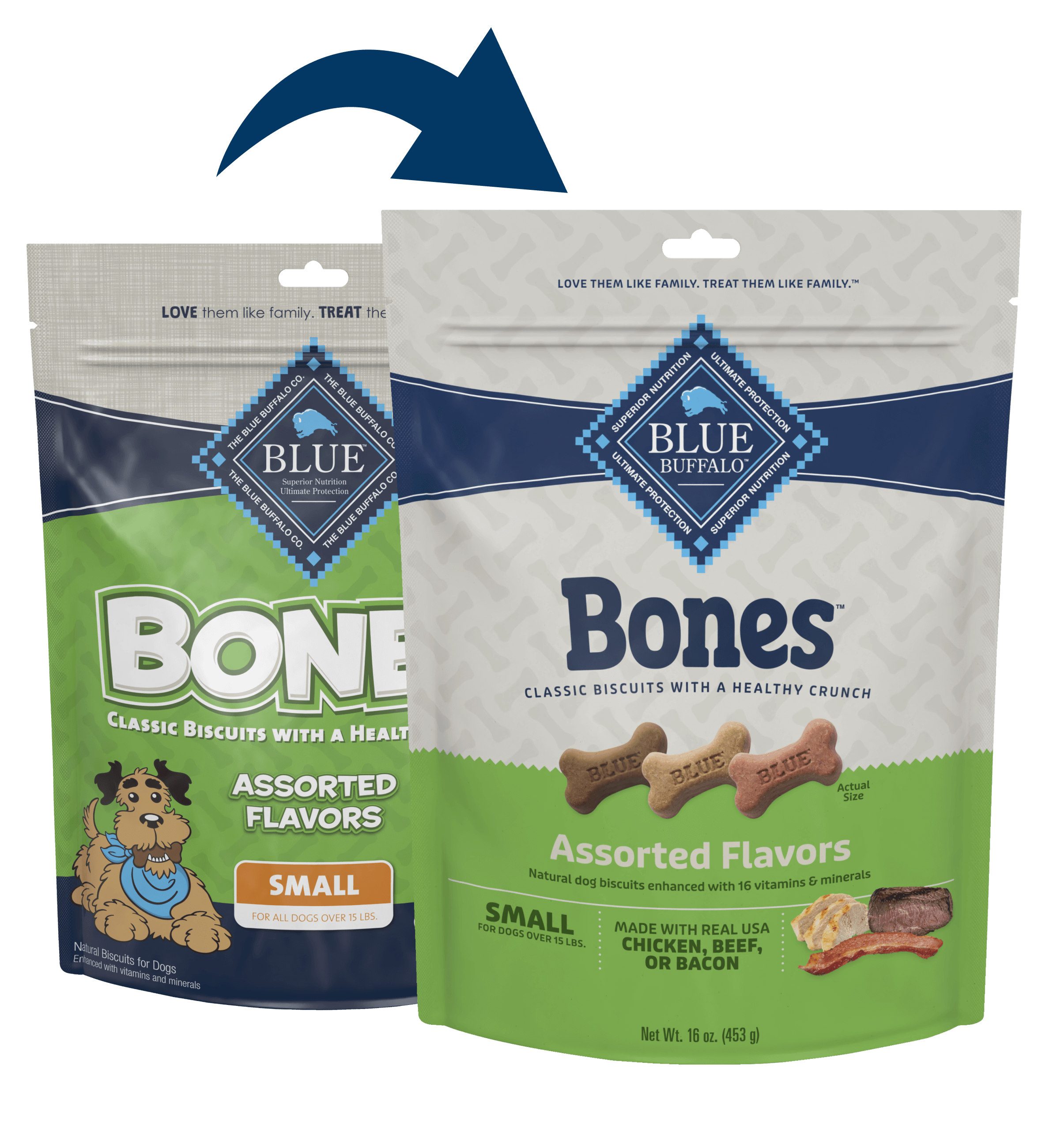 Blue Buffalo Blue Bones Crunchy Dog Biscuits Small Bones with Real Meat (16oz)