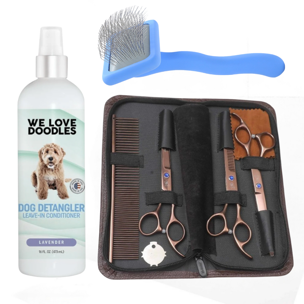 At Home Grooming Pack – Brush, Scissors and Detangler