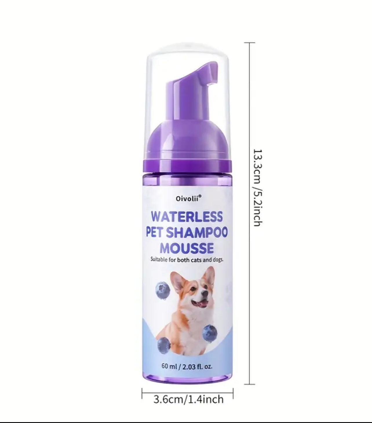 Pet-Friendly No-Rinse Animal Shampoo, 3-Minute No-Rinse Blueberry Pet Shampoo