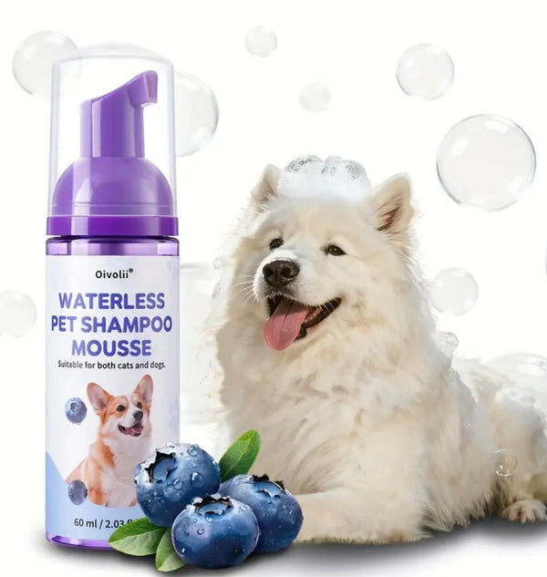 Pet-Friendly No-Rinse Animal Shampoo, 3-Minute No-Rinse Blueberry Pet Shampoo