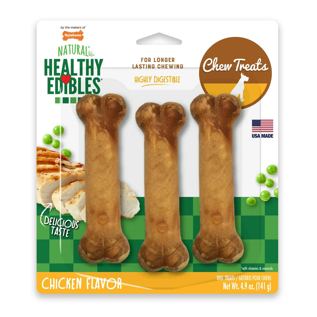 Nylabone Healthy Edibles Chicken Dog Treats Regular (3pk) (4.9oz)