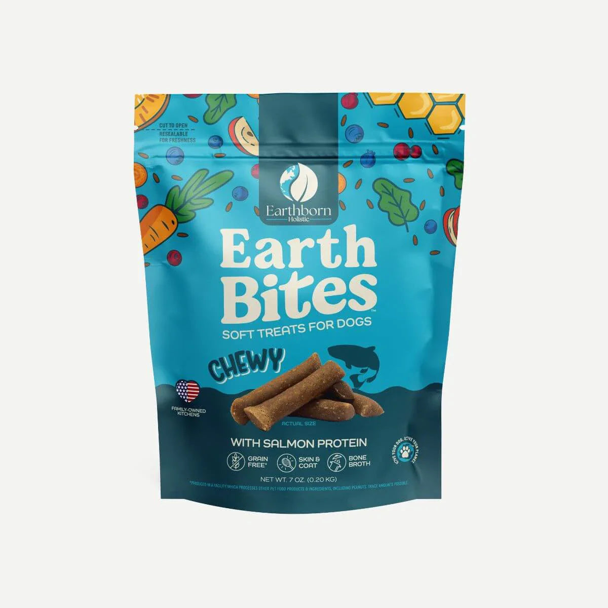 EarthBites Chewy with Salmon Protein, Grain Free Dog Treats (7oz)