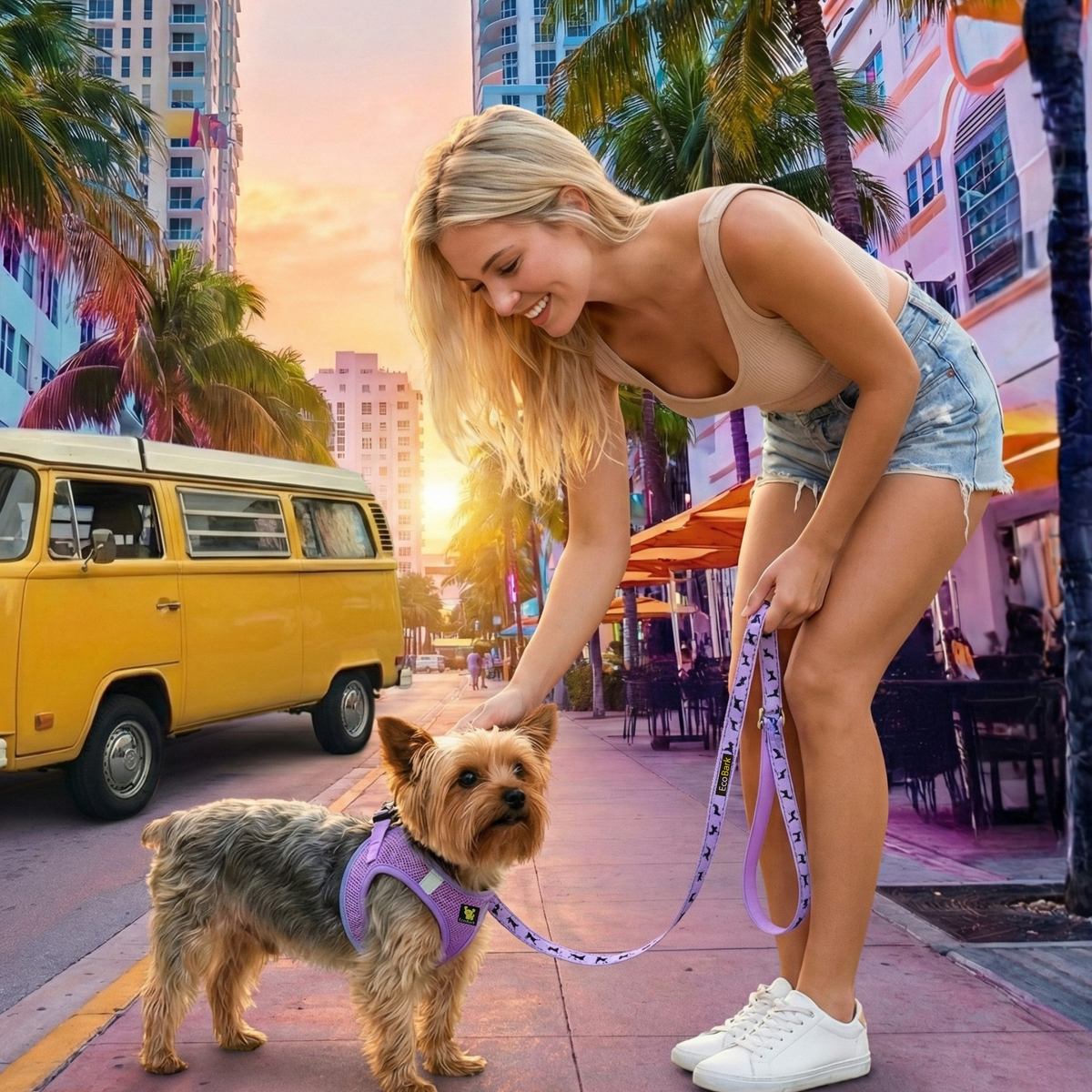 EcoBark Step In Dog Harness - XXXS to Small Breeds- Reflective Soft Mesh Harness for Teacup, Small Dogs and Puppies / Lavender