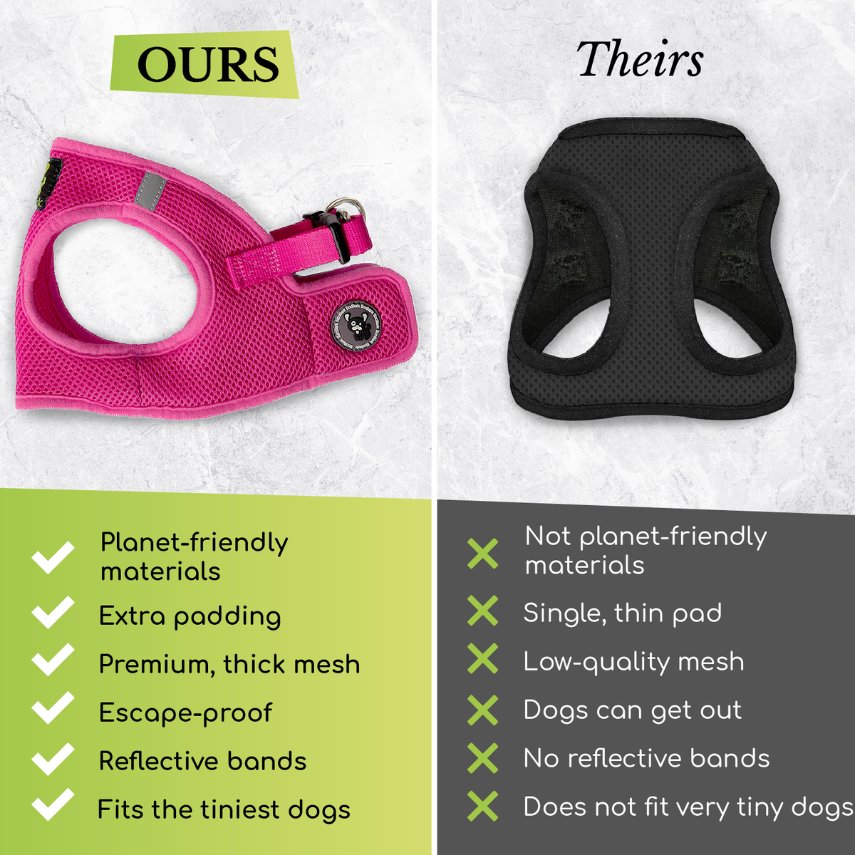 EcoBark Step In Dog Harness - XXXS to Small Breeds- Reflective Soft Mesh Harness for Teacup, Small Dogs and Puppies / Aqua Sport
