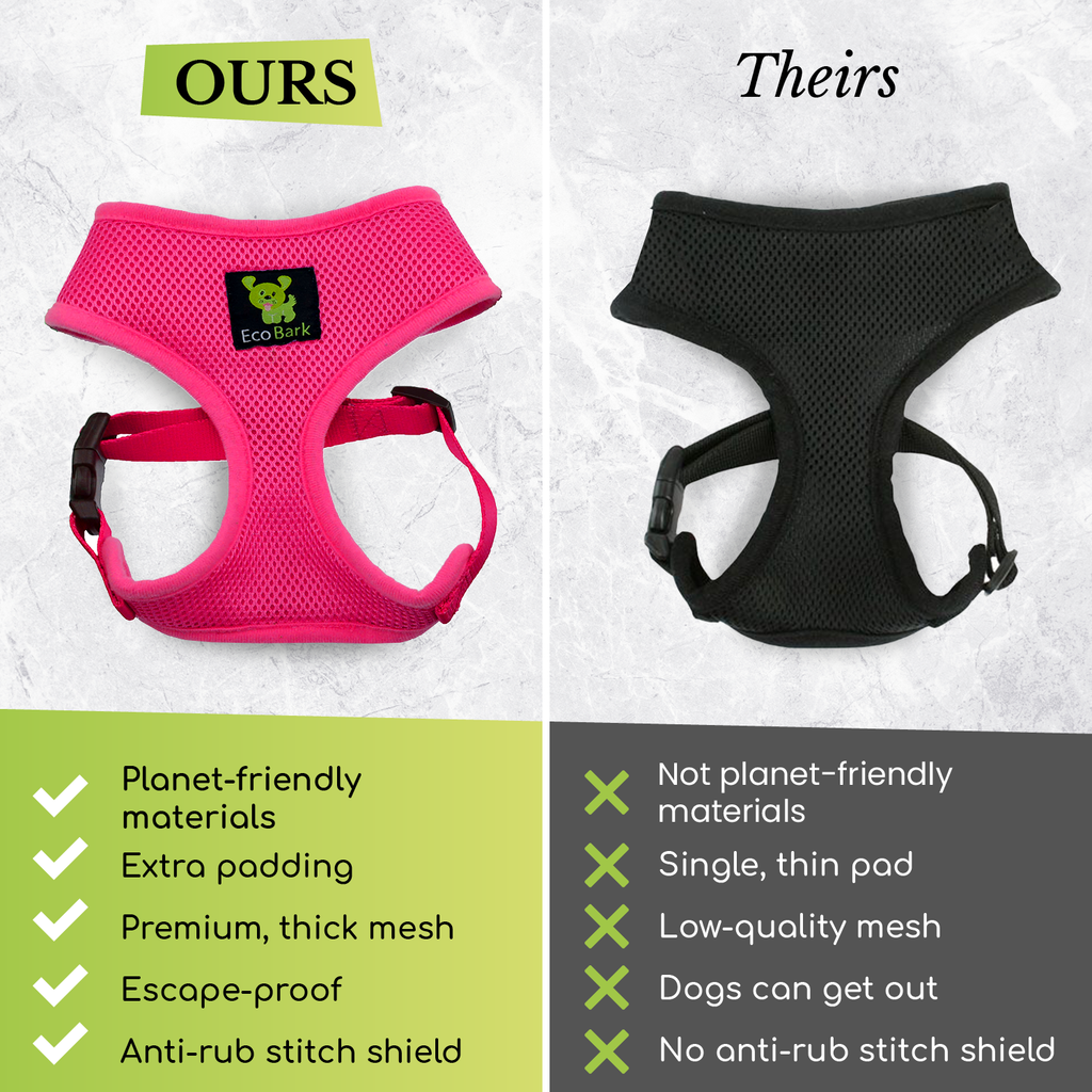EcoBark Pink Dog Harness - Over-the-Head Soft Mesh Dog Vest Halter for Small to Medium Dogs and Puppies