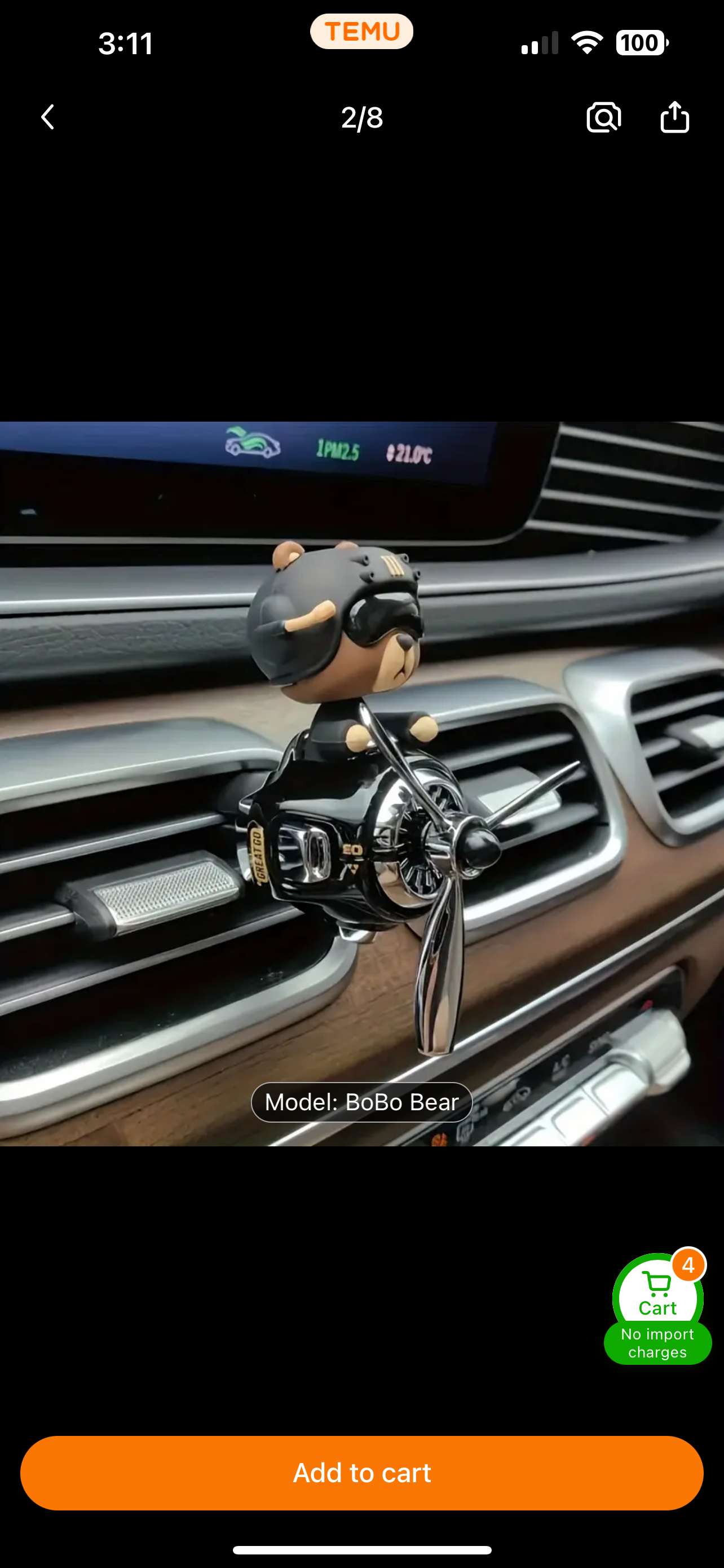 BoBo Bear Pilot Car Air Freshener with Rotating Propeller & Aviation Theme - Fragrance-Free (No Scent), Scent Compatible