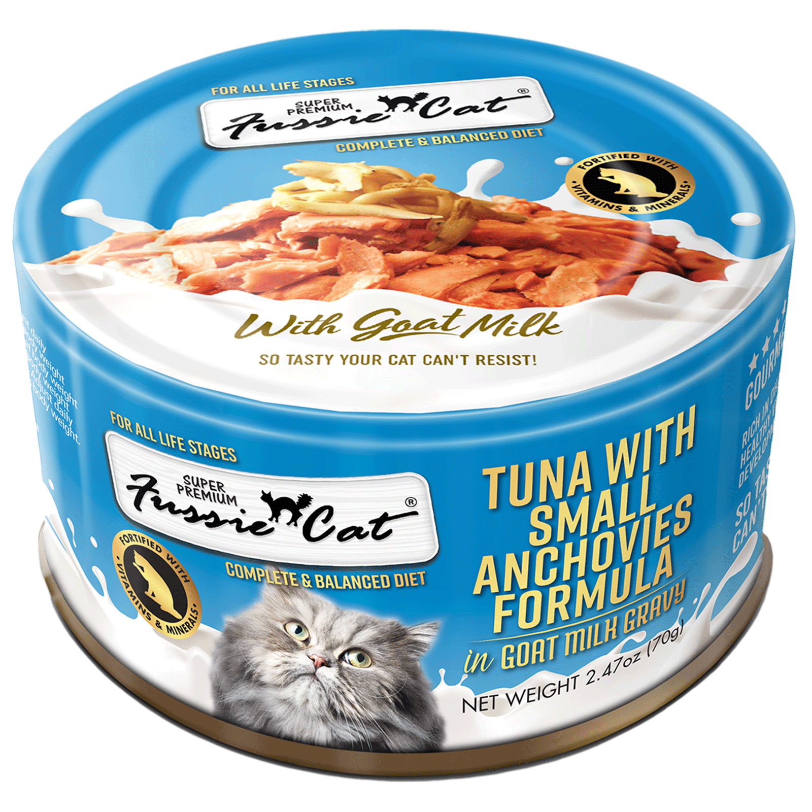 Fussie Cat Tuna with Small Anchovies Formula in Goat Milk Gravy (2.47oz)