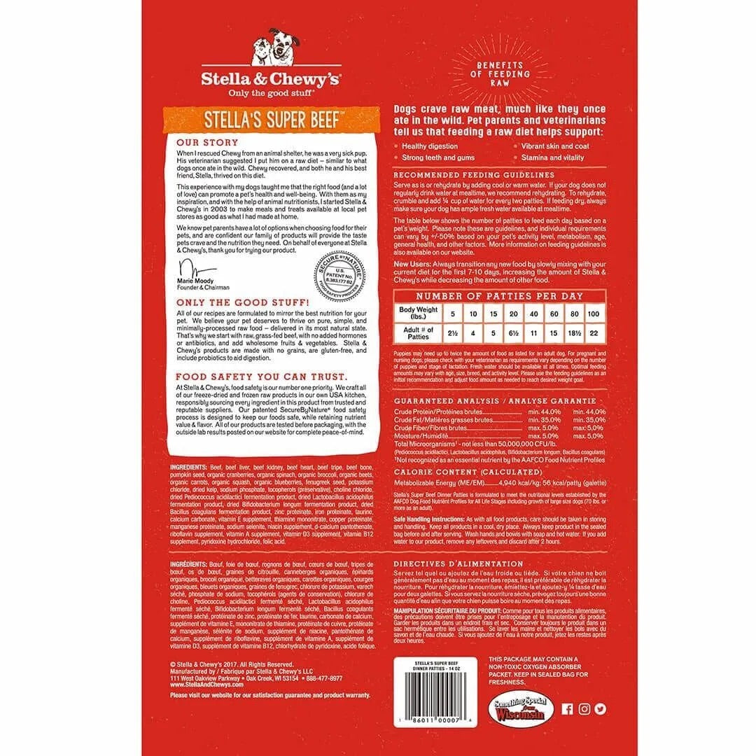 Stella & Chewy's Freeze Dried Dinner Patties Beef Dog Food (25oz)