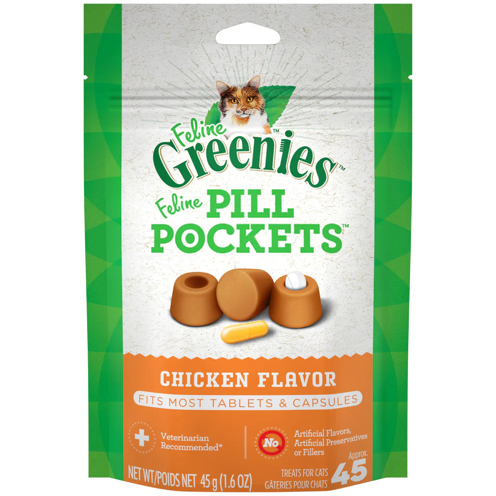 Greenies FELINE GREENIES Chicken Flavored Pill Pockets, 45 Count Regular price (1.6oz)