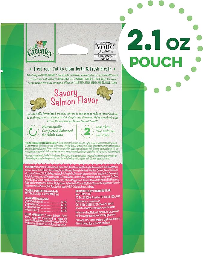 Greenies FELINE GREENIES Savory Salmon Flavored Dental Treats