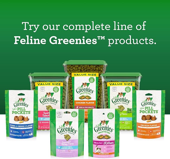 Greenies FELINE GREENIES Savory Salmon Flavored Dental Treats