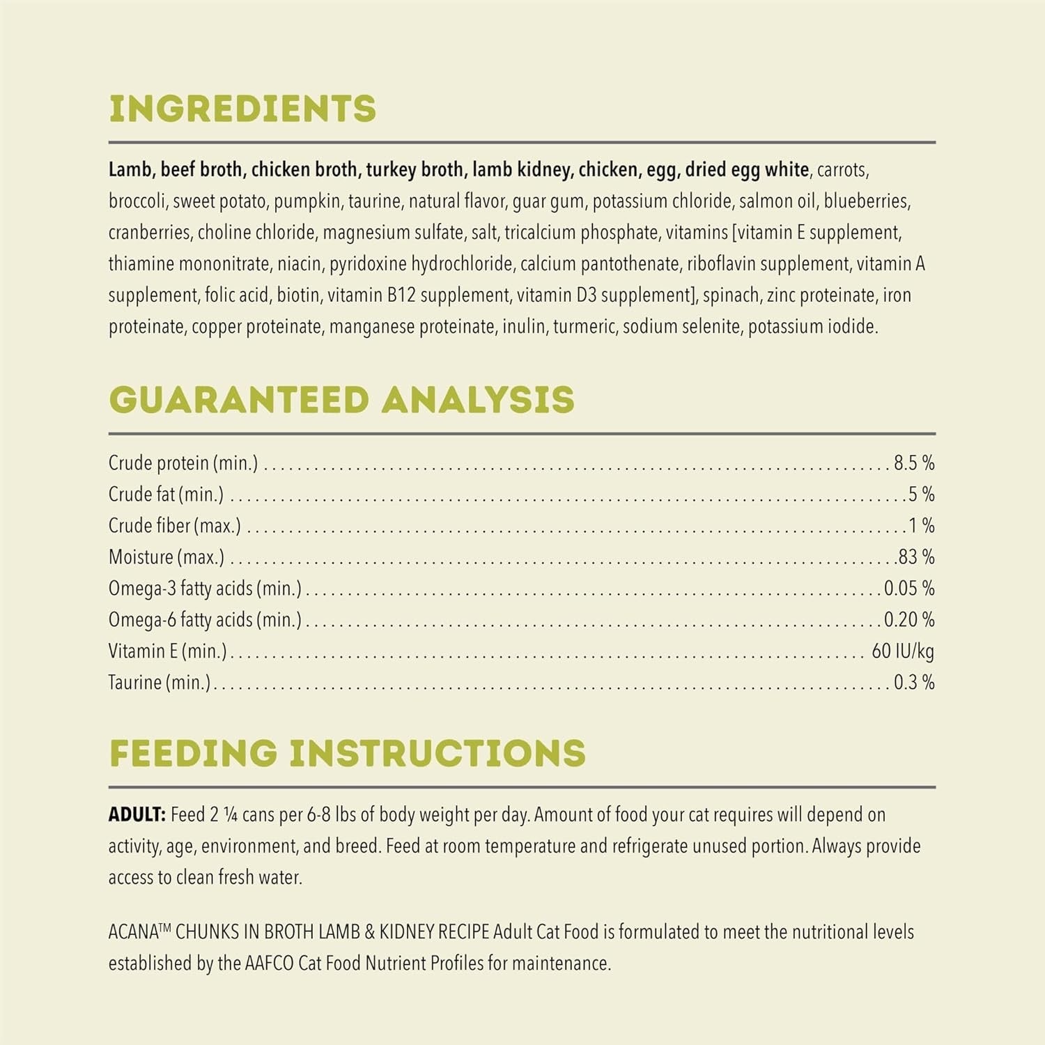 Acana Grain Free Chunks in Broth Lamb & Kidney Wet Cat Food (3oz)