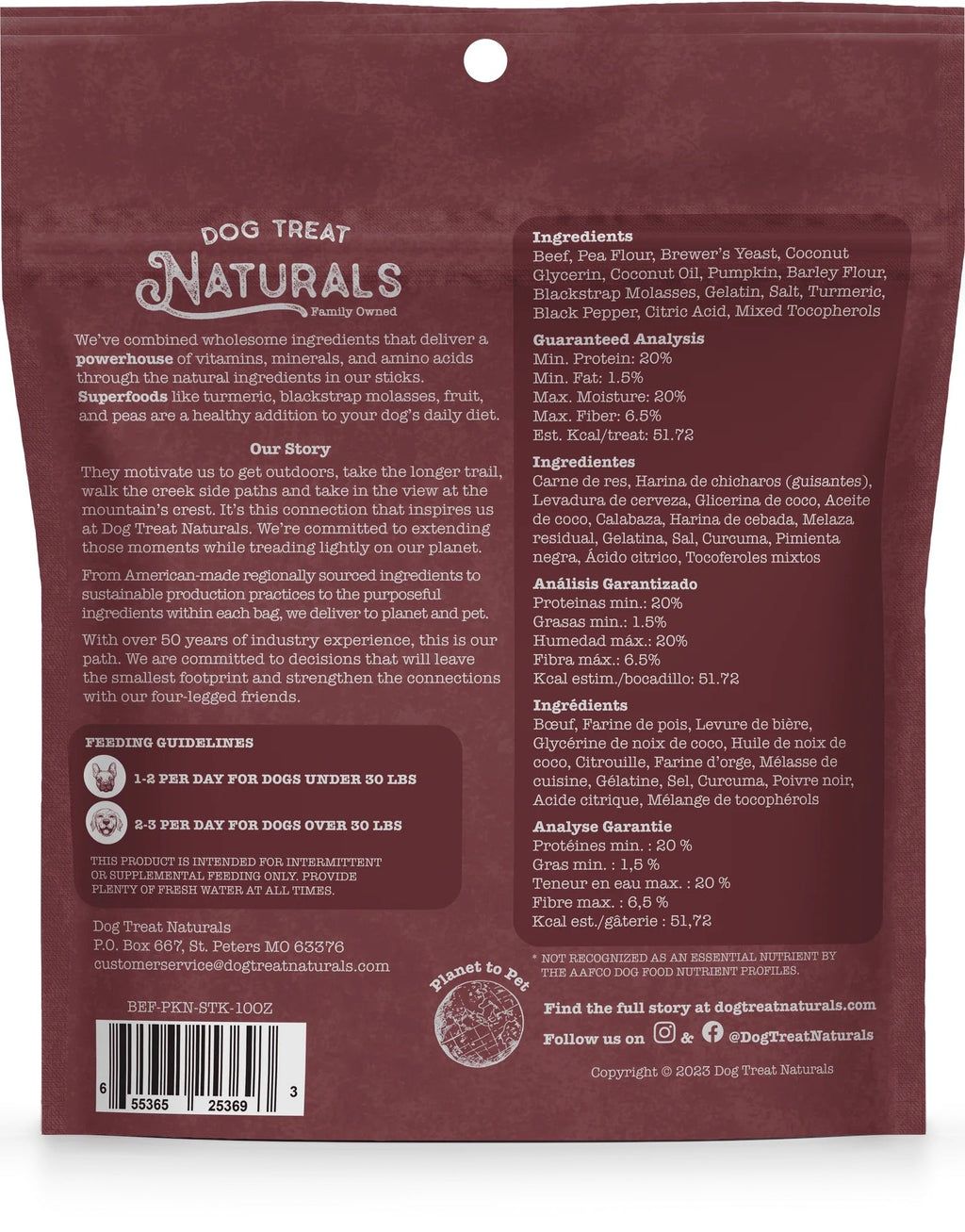 Dog Treat Naturals Superfood Sticks, Beef & Pumpkin Dog Treats (10oz)