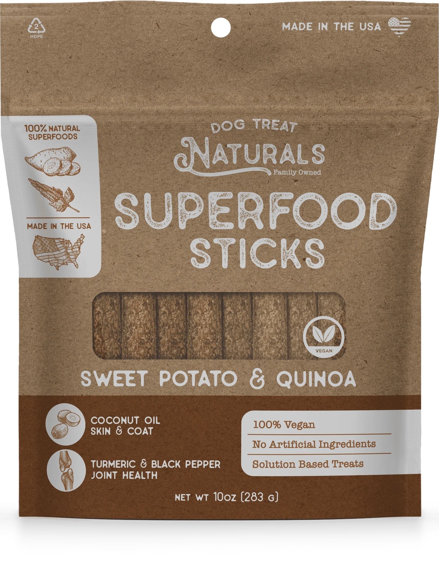 Dental Treat Naturals Superfood Sticks, Sweet Potato & Quinoa Dog Treats (10oz)