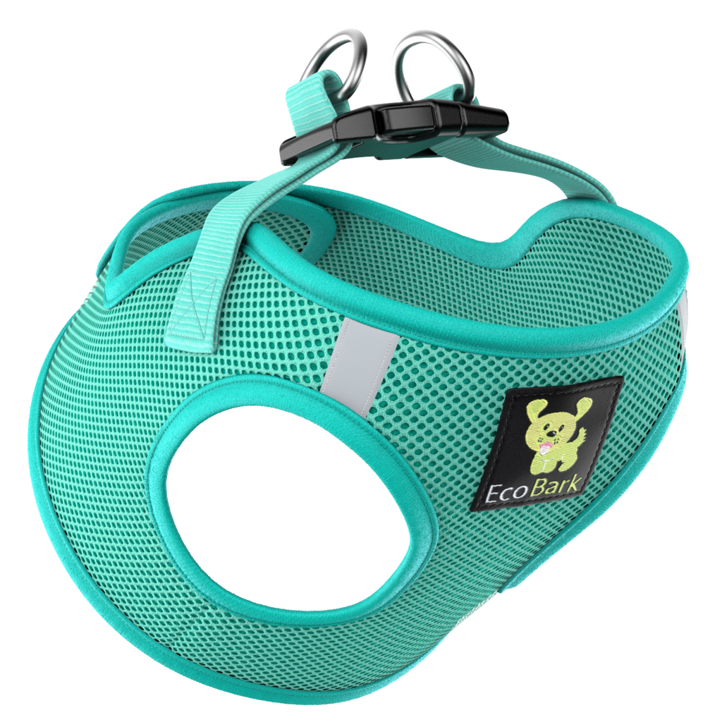 EcoBark Step In Dog Harness - XXXS to Small Breeds- Reflective Soft Mesh Harness for Teacup, Small Dogs and Puppies / Mint Turquoise