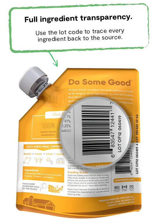 Open Farm Chicken Bone Broth For Dogs & Cats (12oz)