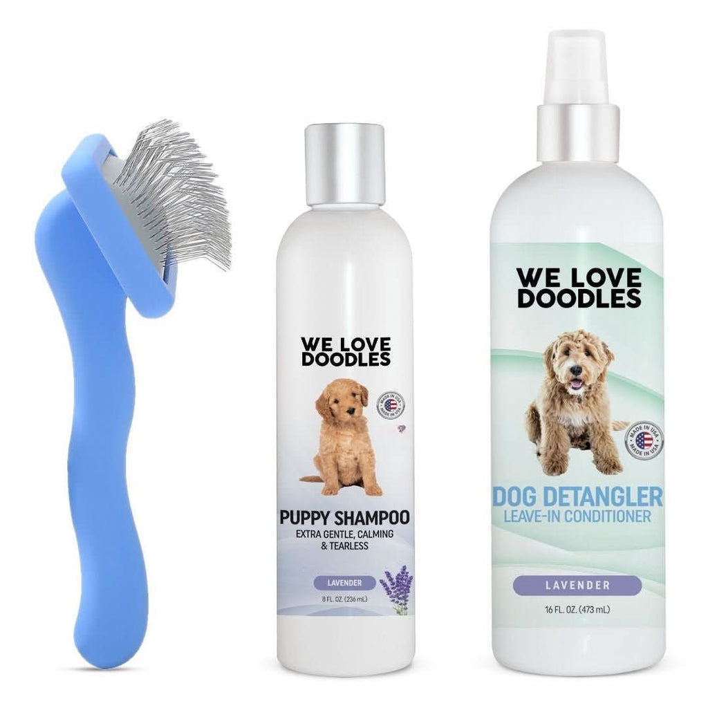 Puppy Grooming Kit – Brush, Shampoo & Detangler