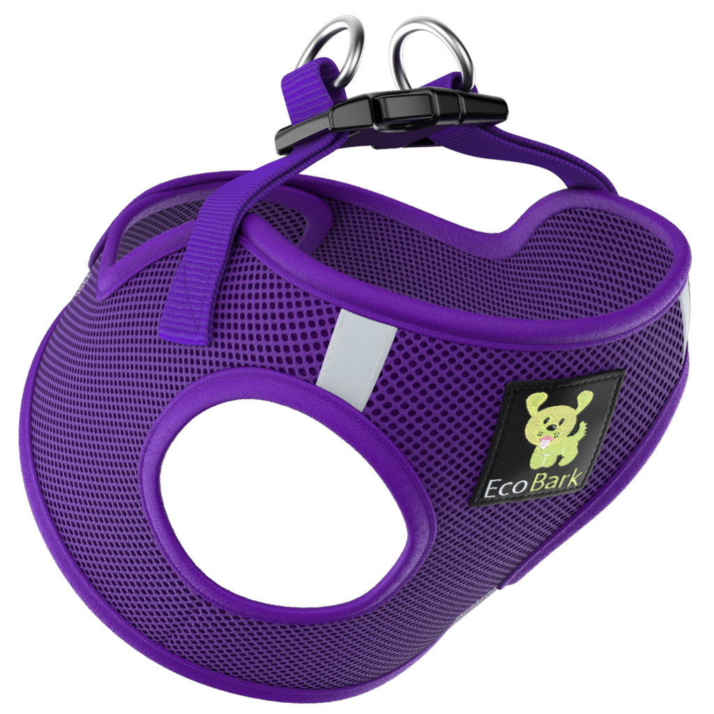 EcoBark Step In Dog Harness - XXXS to Small Breeds- Reflective Soft Mesh Harness for Teacup, Small Dogs and Puppies / Purple