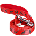 EcoBark Cherry Red Dog Leash- Padded Comfort Grip Leash with Dog Pattern - 4 ft, 5 ft, and 6 ft Leash for Small and Medium Dogs