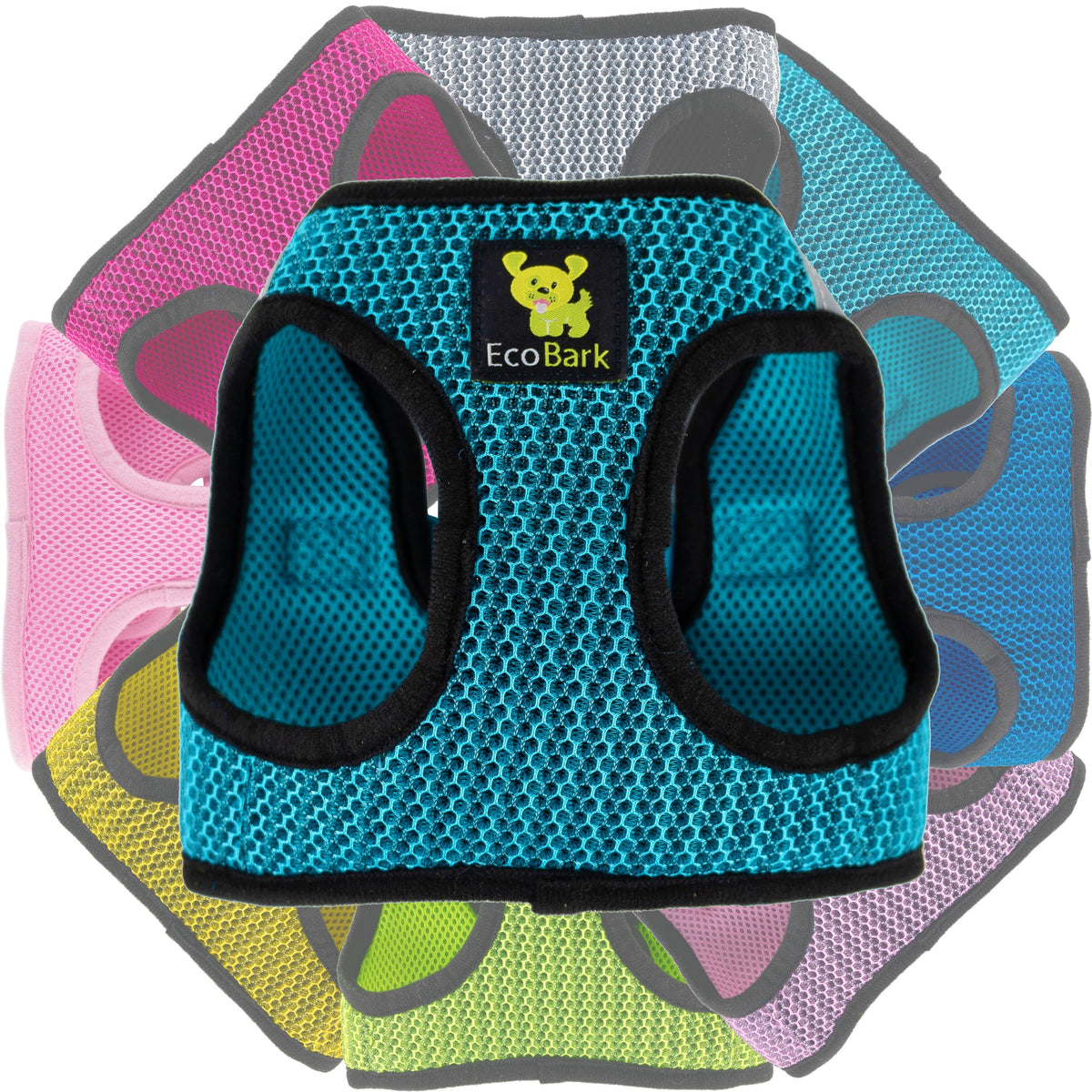 EcoBark Step In Dog Harness - XXXS to Small Breeds- Reflective Soft Mesh Harness for Teacup, Small Dogs and Puppies / Aqua Sport