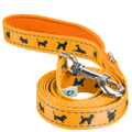 EcoBark Yellow Dog Leash- Padded Comfort Grip Padded Leash Dog Pattern - 4ft, 5ft, and 6ft Leash for Small and Medium Dogs
