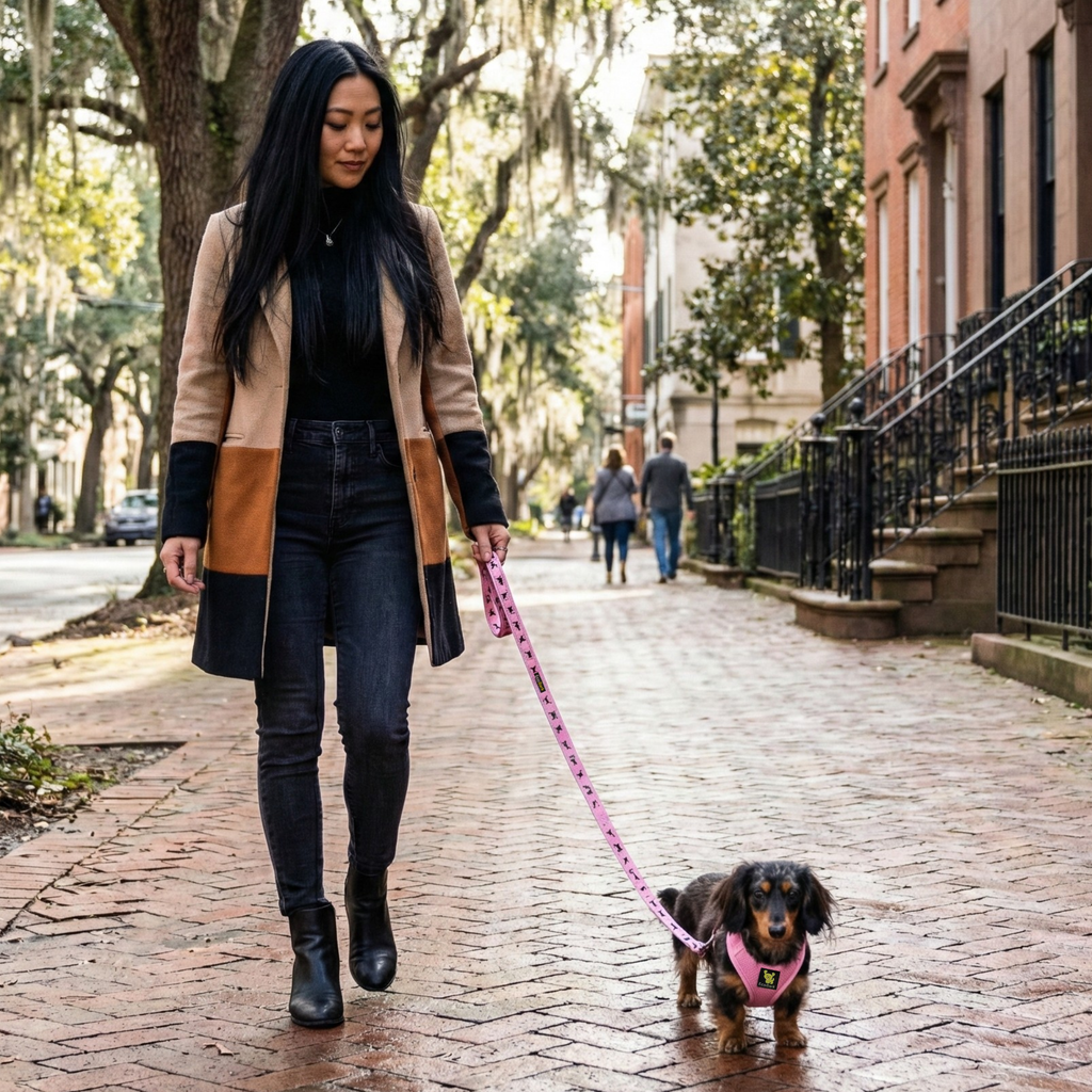EcoBark Baby Pink Dog Leash - Comfort Grip Padded Leash- 4 ft, 5ft, and 6ft Leash