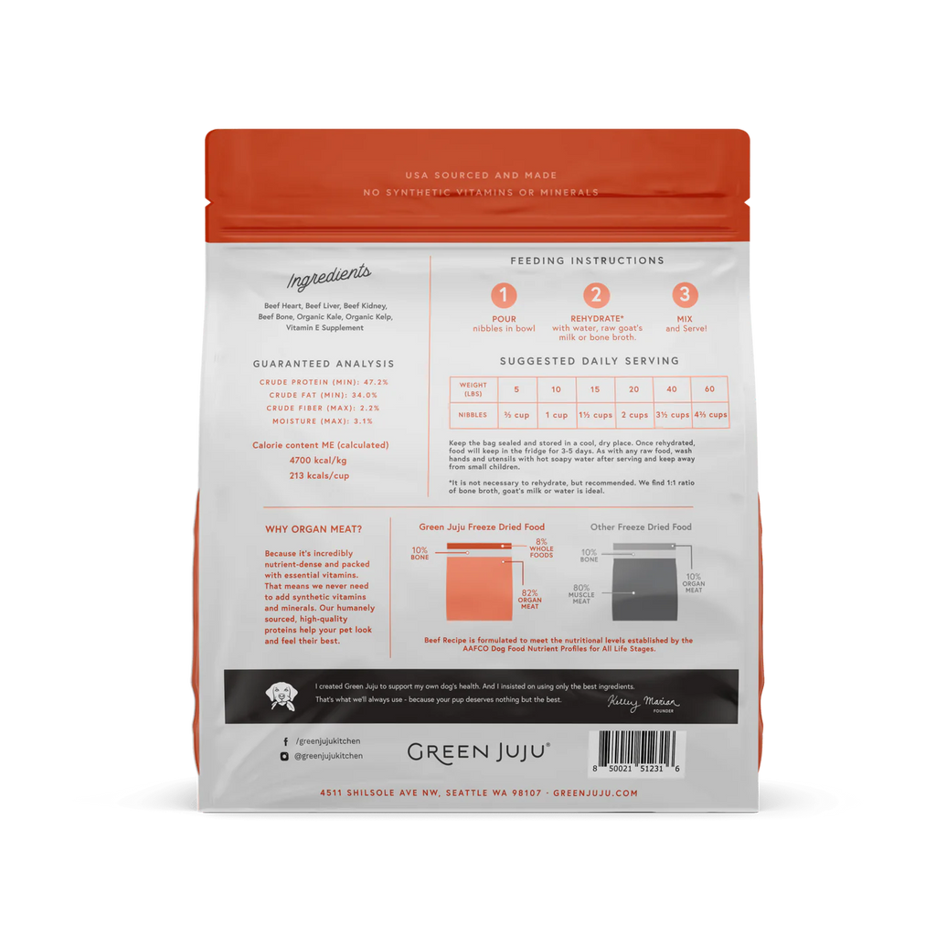 Green Juju Beef Recipe Freeze Dried Dog Food (14OZ)