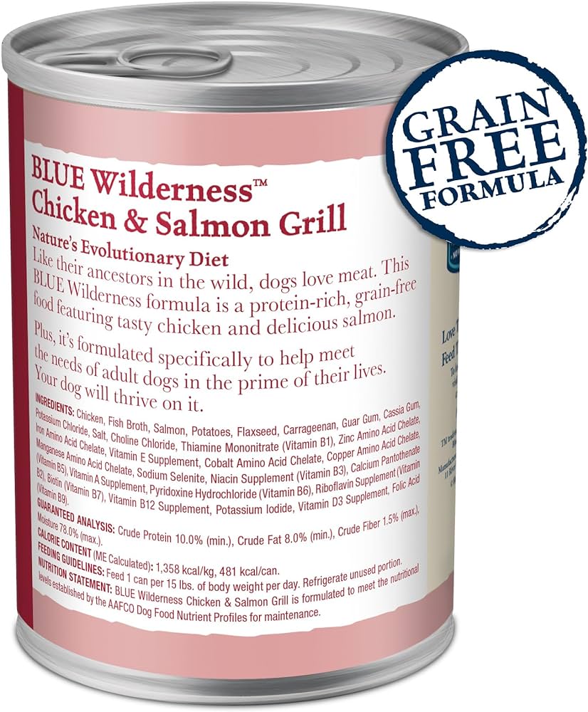 Blue Buffalo Wilderness Adult Grain-Free Salmon & Chicken Wet Dog Can (12.5oz)