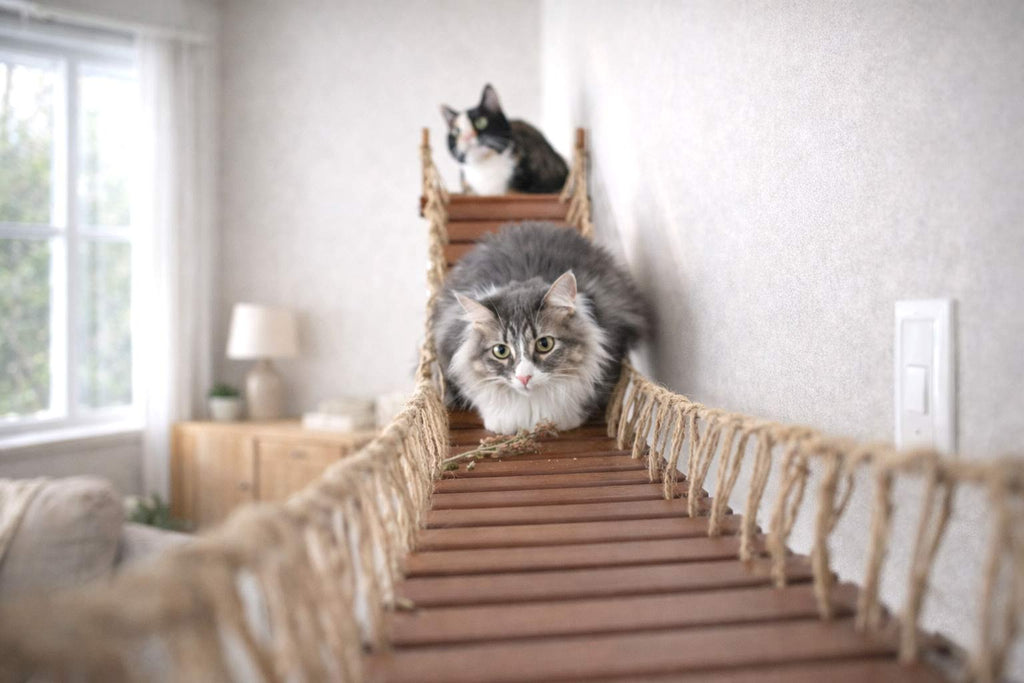 Double Cat Hammock and Climbing Bridge Combo