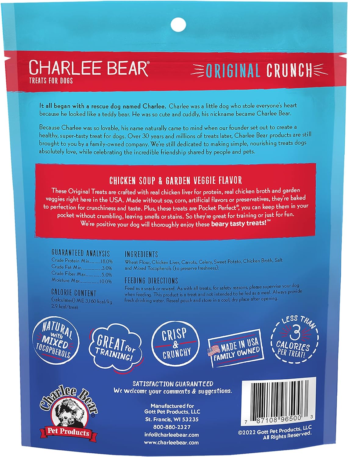 Charlee Bear Chicken Soup & Garden Veggie Dog Treats (16oz)