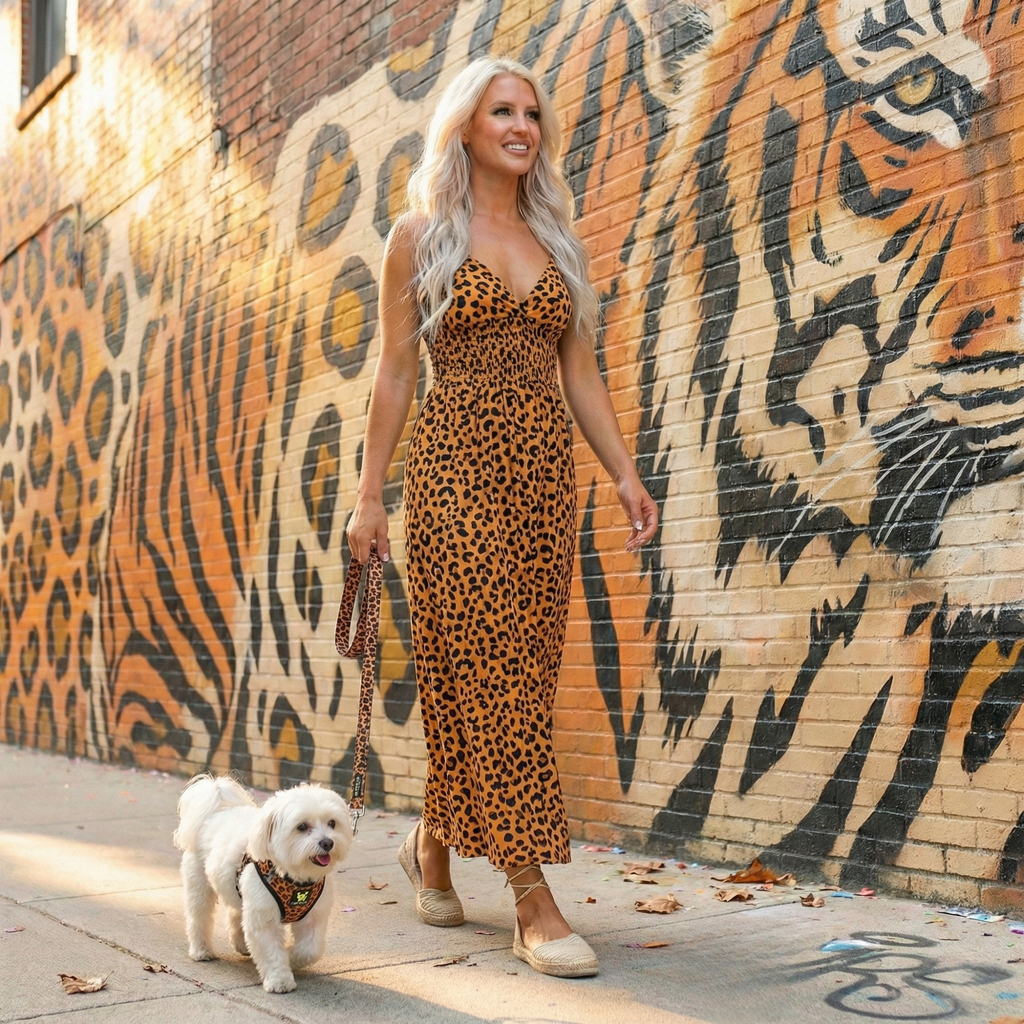 EcoBark Cheetah Dog Leash- Padded Comfort Grip Leash - 4ft, 5ft, and 6ft Leash for Small and Medium Dogs