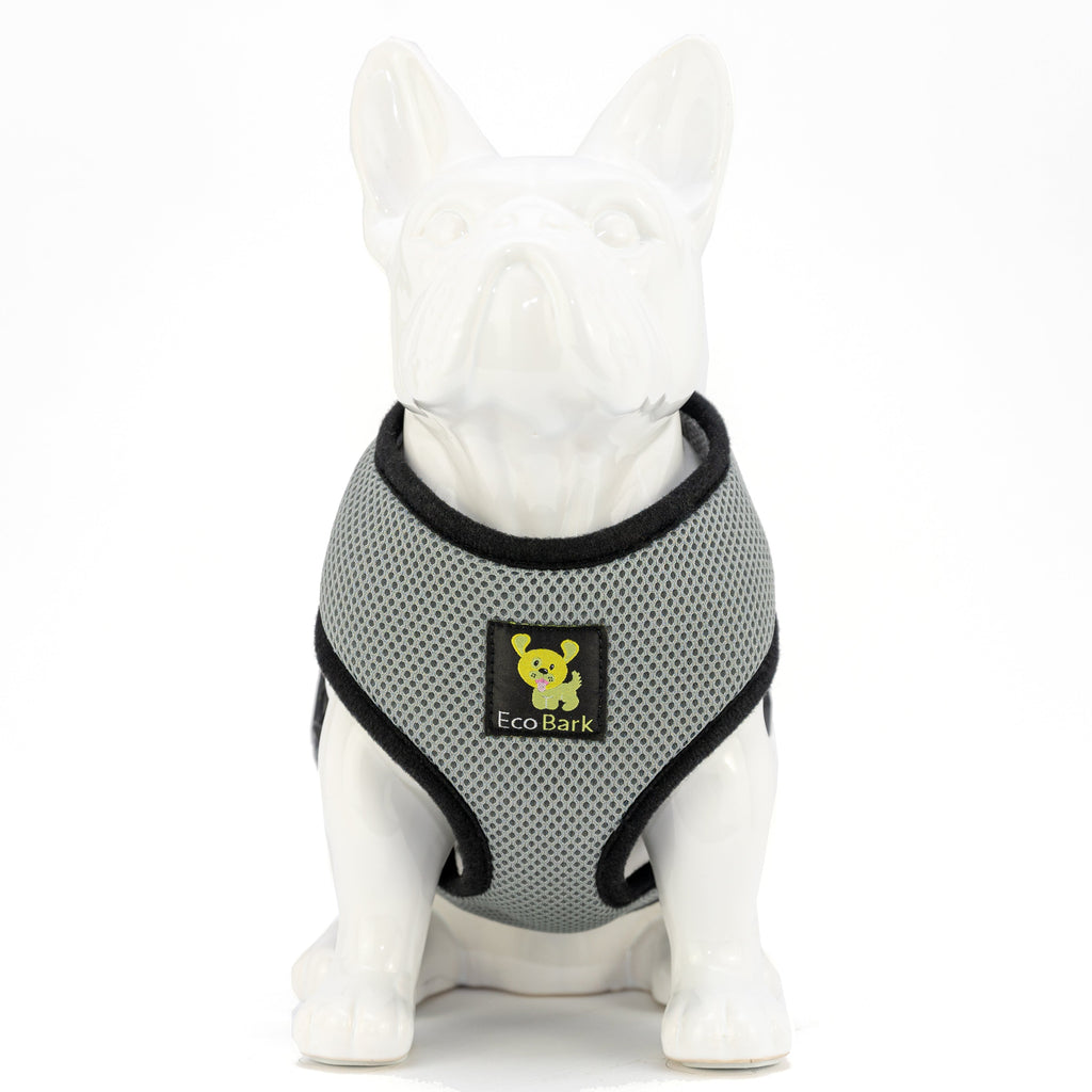 EcoBark Gray Dog Harness - Over-the-Head Dog Soft Mesh Vest Halter for Small to Medium Dogs and Puppies