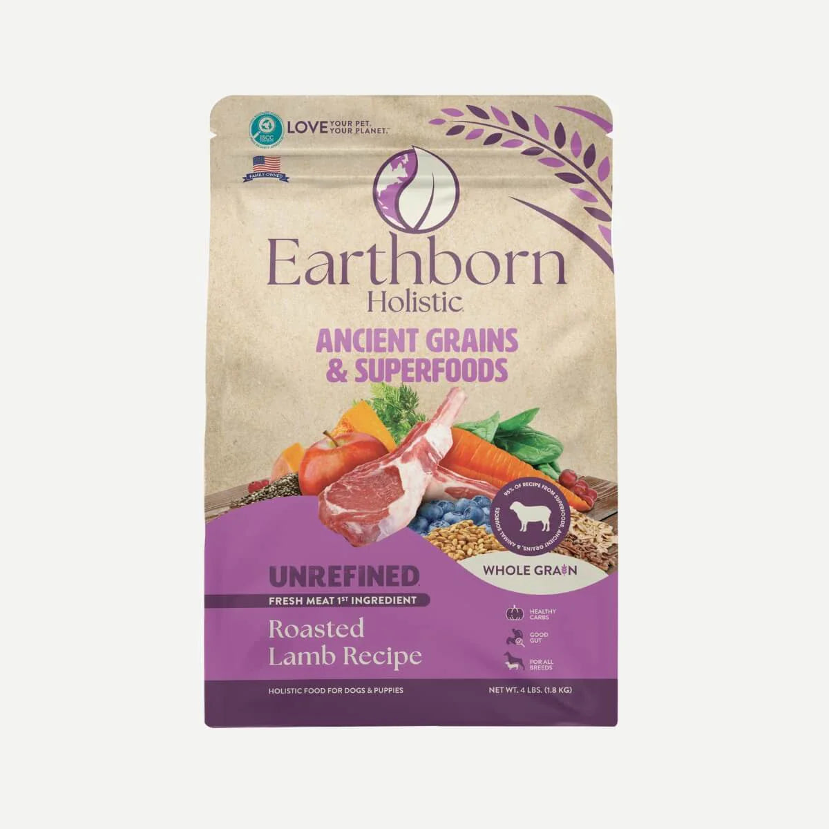 Earthborn All Life Stages Unrefined Ancient Roasted Lamb Dry Dog Food