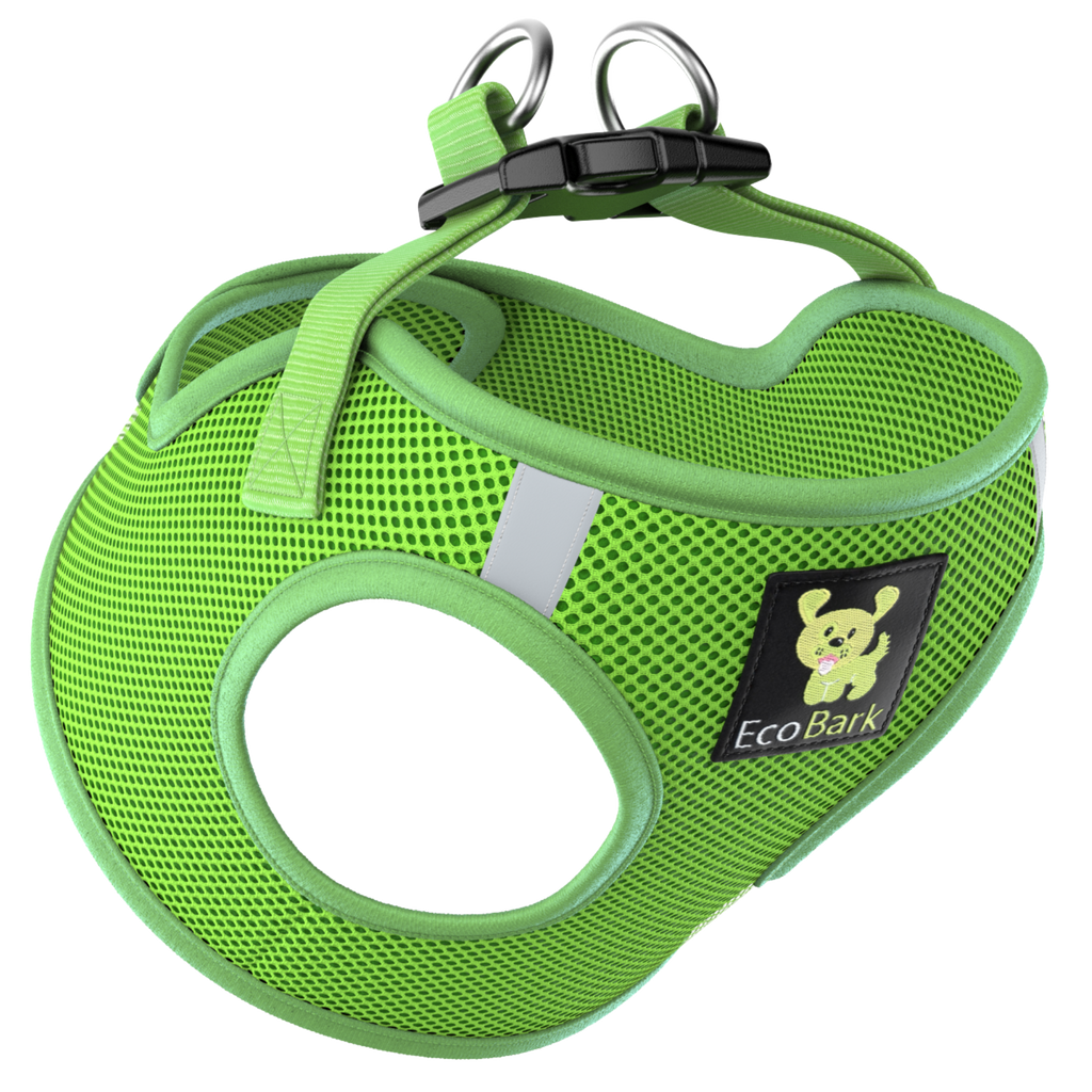 EcoBark Lime Green Step In Dog Harness - Reflective Soft Mesh Harness for Teacup, Small Dogs and Puppies