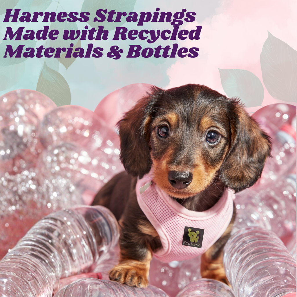 EcoBark Step In Dog Harness - XXXS to Small Breeds- Reflective Soft Mesh Harness for Teacup, Small Dogs and Puppies / Baby Pink