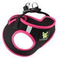 EcoBark Step In Dog Harness - XXXS to Small Breeds- Reflective Soft Mesh Harness for Teacup, Small Dogs and Puppies / Black w/ Pink Piping