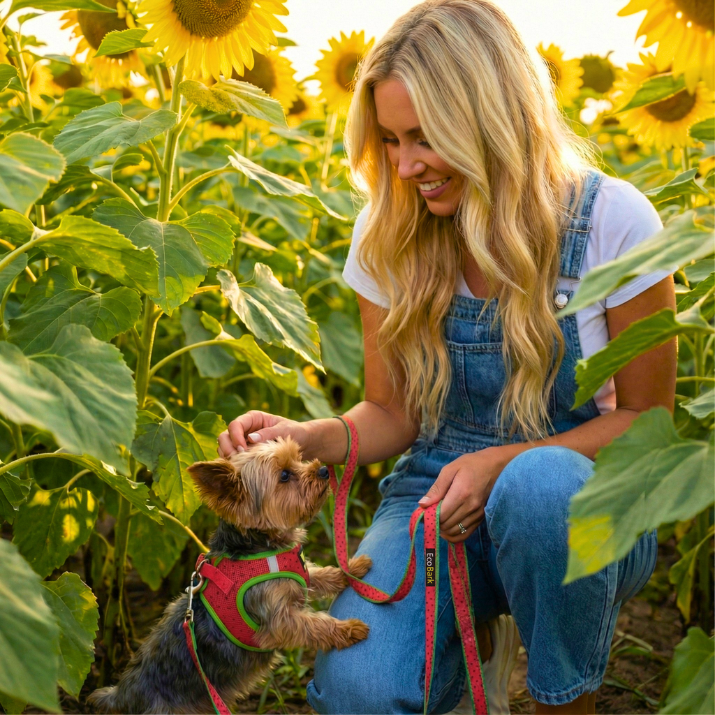 EcoBark Step In Dog Harness - XXXS to Small Breeds- Reflective Soft Mesh Harness for Teacup, Small Dogs and Puppies / Watermelon