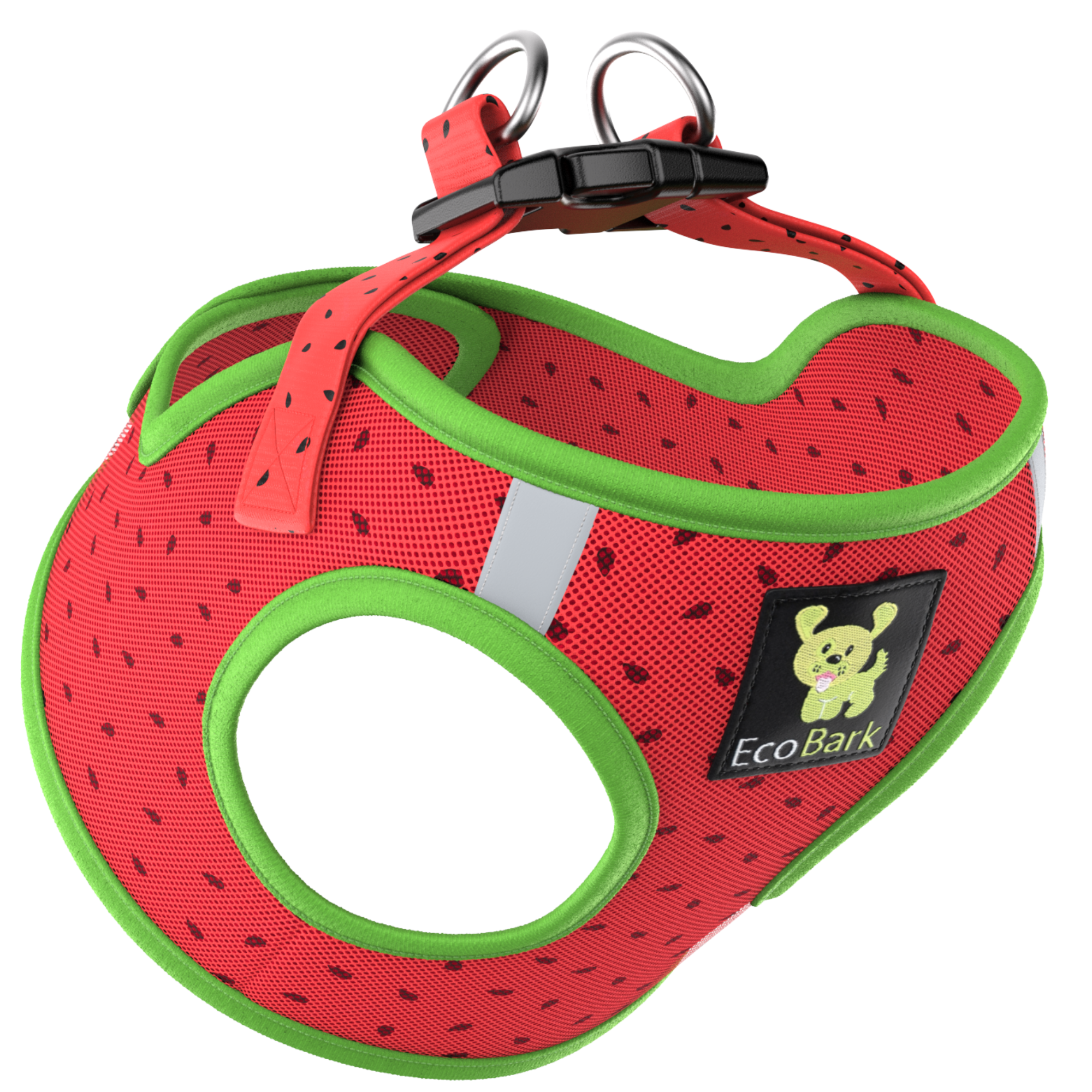 EcoBark Step In Dog Harness - XXXS to Small Breeds- Reflective Soft Mesh Harness for Teacup, Small Dogs and Puppies / Watermelon