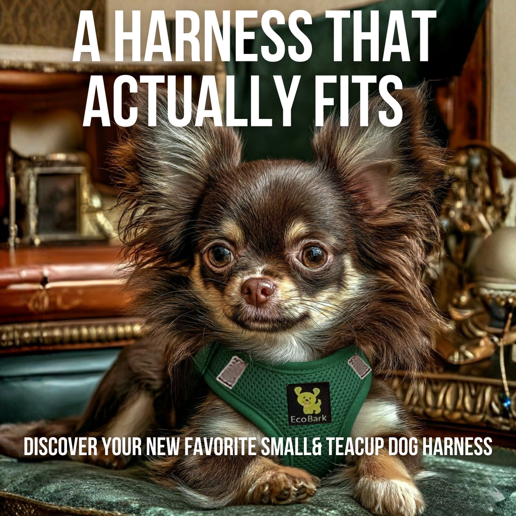 EcoBark Step In Dog Harness - XXXS to Small Breeds- Reflective Soft Mesh Harness for Teacup, Small Dogs and Puppies / Forest Green