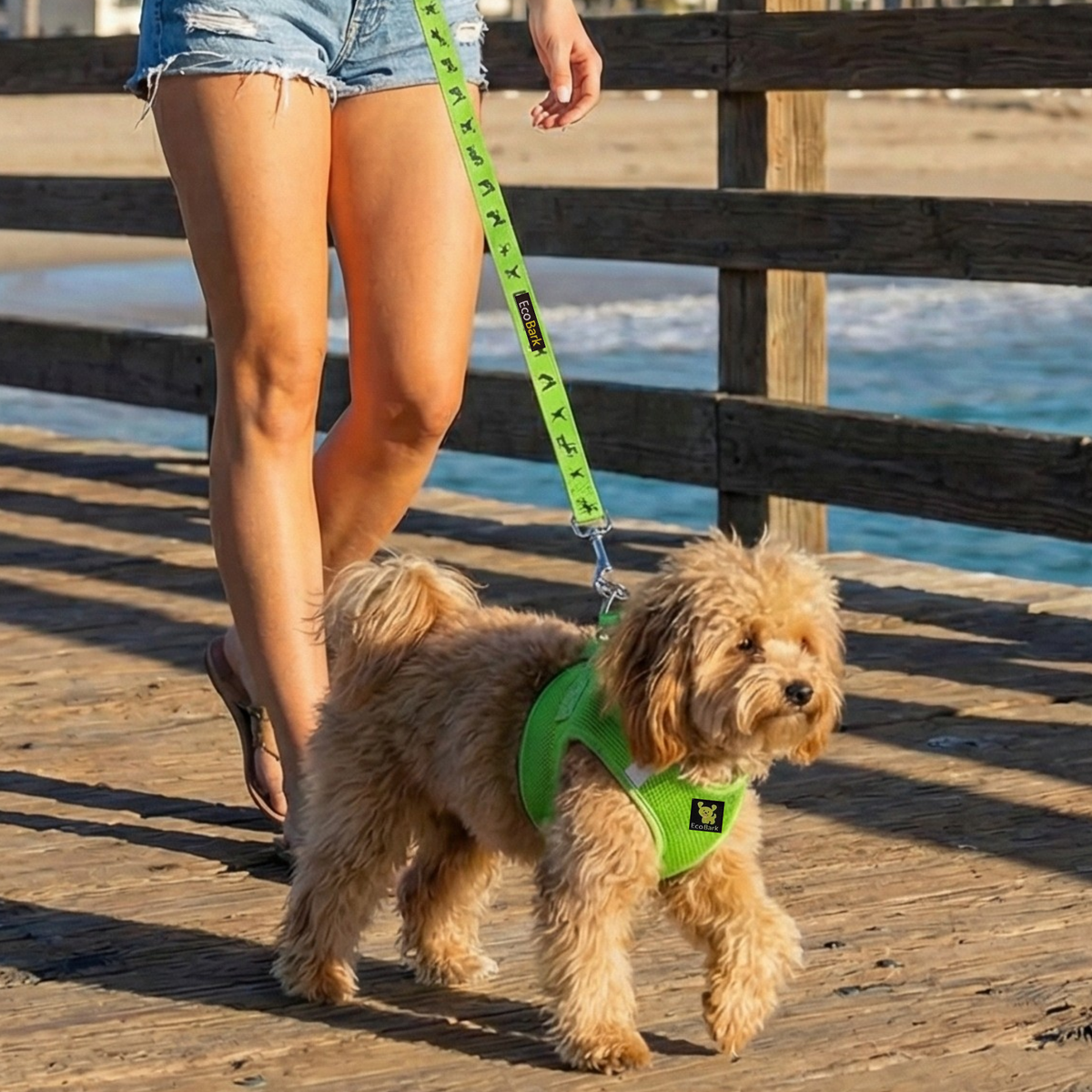 EcoBark Lime Green Step In Dog Harness - Reflective Soft Mesh Harness for Teacup, Small Dogs and Puppies