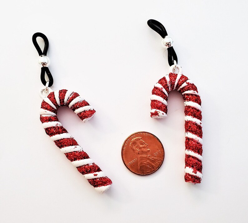 Candy Cane Fake Nipple Rings, Sexy Christmas Jewelry