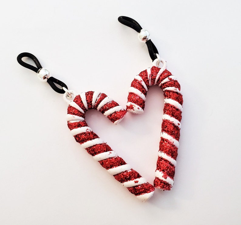 Candy Cane Fake Nipple Rings, Sexy Christmas Jewelry