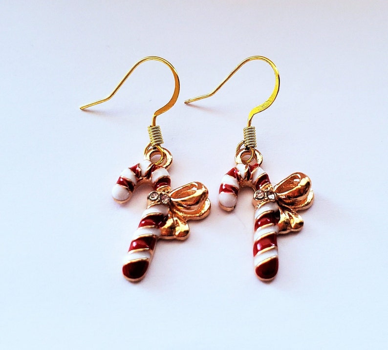 Christmas Candy Cane Earrings Drop Dangle Christmas Jewelry Xmas Earrings
