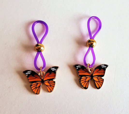 Butterfly Nipple Nooses, Fake Nipple Piercings for Women, Sexy BDSM Lingerie Jewelry