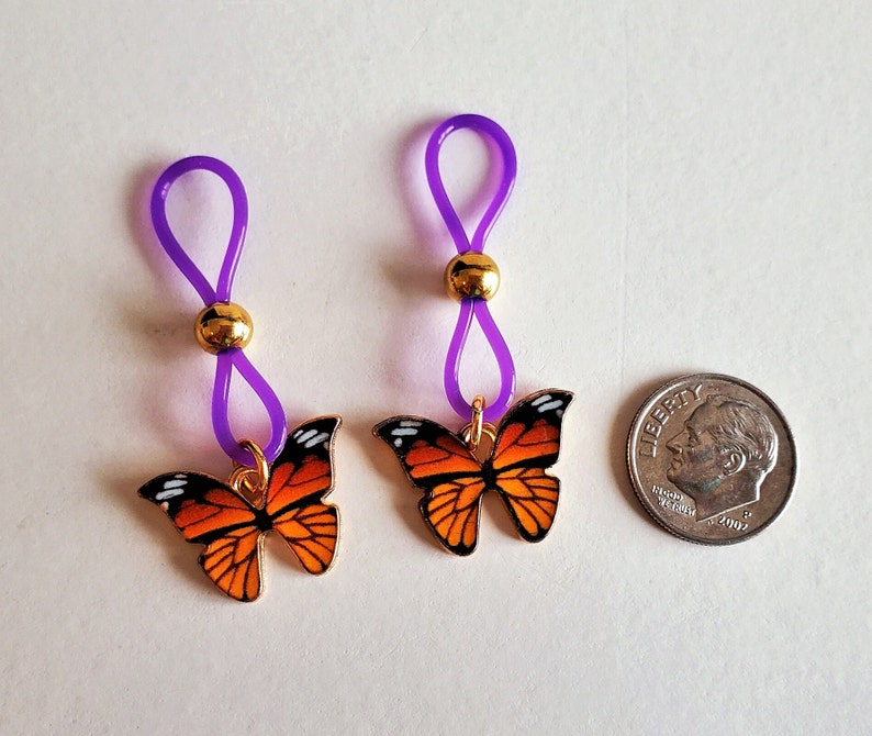 Butterfly Nipple Nooses, Fake Nipple Piercings for Women, Sexy BDSM Lingerie Jewelry